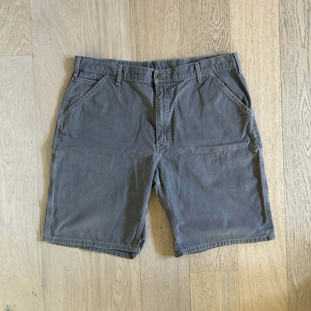 Carhartt Mens Relaxed Fit Canvas Utility Shorts Gray Size 40 Workwear Cargo
